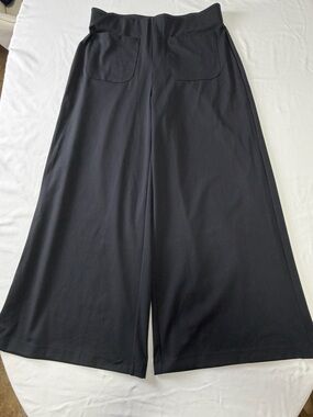 HALARA Black Wide-Leg Pull-On Pants with Front Pockets